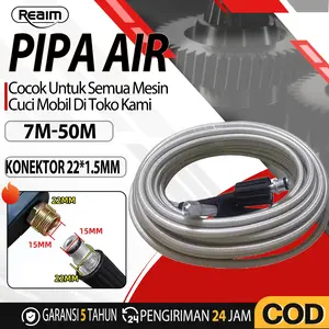 REAIM Selang Output Mesin Cuci Mobil Universal 22x15mm Pressure Hose untuk Semua Merk High Pressure Washer Pengganti Asli Konektor Presisi Anti Bocor Tahan Lama Pengiriman Cepat Tahan tekanan tinggi tahan korosi dan tahan aus  Penggunaan multi-skenario