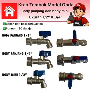 TERMURAH Kran Tembok Model Onda body panjang dan mini Ukuran 1/2” dan 3/4”