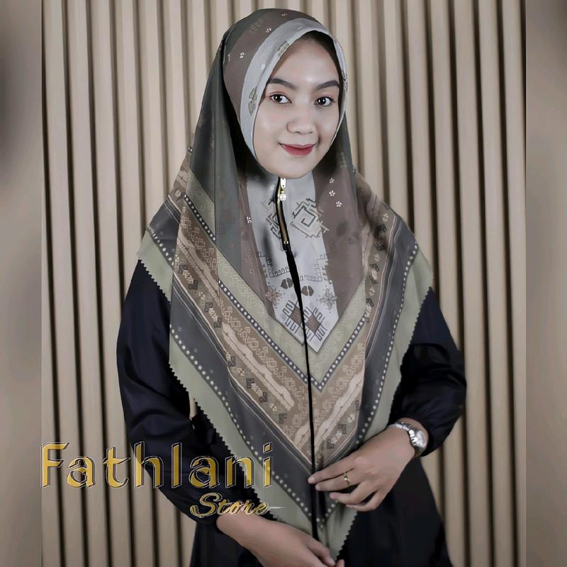 | Bisa COD | hijab segi empat resleting ziper motif / kerudung Ziper motif / Kerudung instan Voal Muslim Segiempat 4