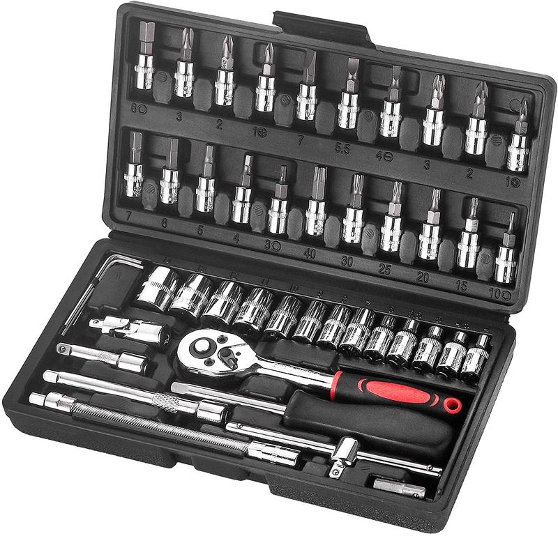 Product Introduction of 【SG Seller】Truslink 46Pcs Ratchet Wrench Socket Tools Set Metric 1/4'' Drive Screwdriver with Free Box Chrome Vanadium Tools Set Cr-V Mechanic for Car, DIY and Repair 0