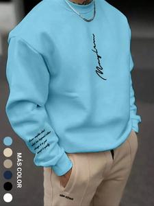 Sudadera Casual de Estilo Universitario para Hombre con Estampado de Letras, Cuello Redondo Vintage, Manga Larga y Gráfica en Negro. Ideal para Salir de Paseo, Regalo para Amigos, Esposo, Novio