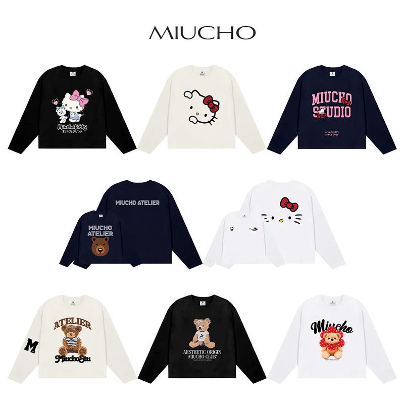 Mẫu mới Áo thun boxy tay dài cá tính BST Miucho họa tiết hoạt hình trẻ trung năng động vải cotton co giãn thoáng mát