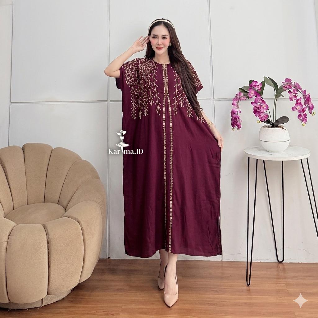 Daster Lowo Jumbo Rayon Premium Terbaru Busui Bumil Resleting Depan Motif Akar