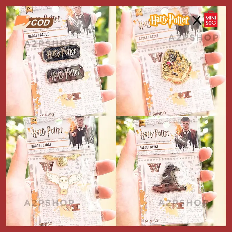 {READY} MINISO X HARRY POTTER ORI! BADGE BROOCH Baju / Tas / Sepatu - Golden Snitch, Hedwig, Hogwarts 0