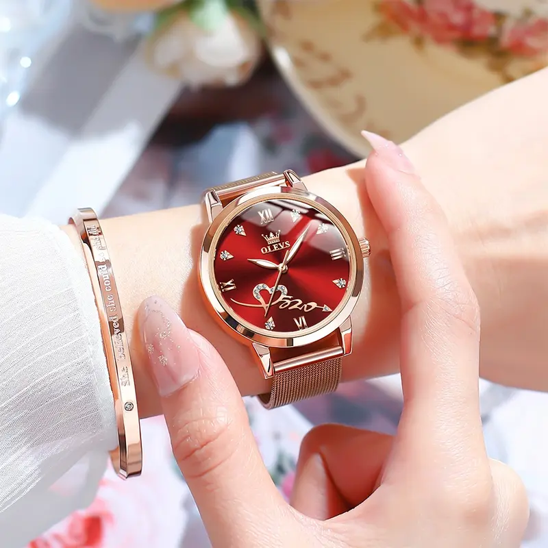 OLEVS Jam Tangan Wanita Original Anti Air Tahan Kecil Branded Elegan Analog Rose Gold Ultra-thin Women Watches New Model 5530/5189 with Kotak Ori 8