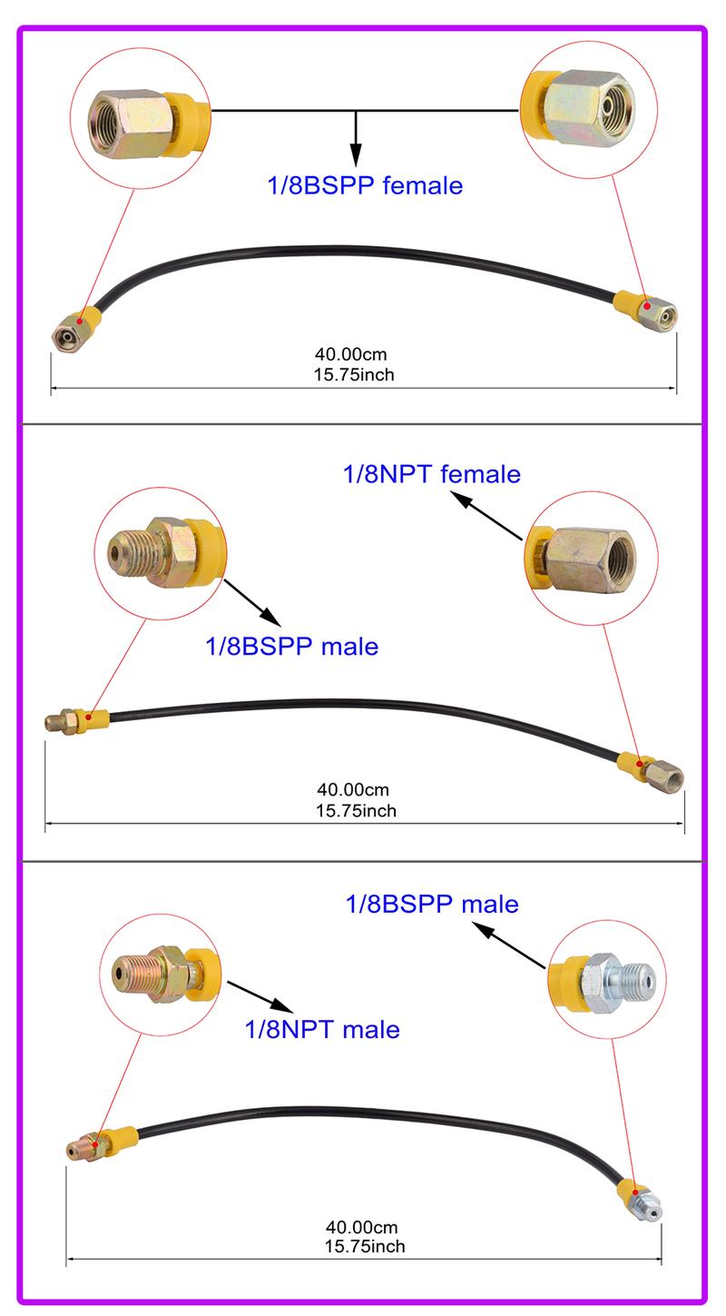 Product Introduction of HPA 30MPA M10*11/8BSP 1/8NPT Nylon High Pressure Hose Pump Accessories 13