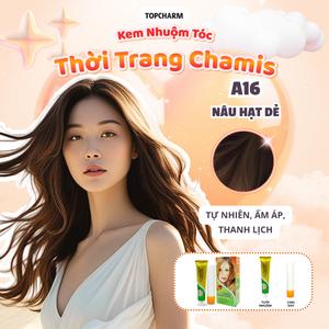 Nhuộm tóc màu Nâu Hạt Dẻ A16 thanh lịch xu hướng TOPCHARM 30 màu, lên màu nhanh chuẩn, dưỡng tóc bóng mềm (kèm oxy, bao tay, lược) Nhuộm Tóc Đổi Màu Tóc Nữ