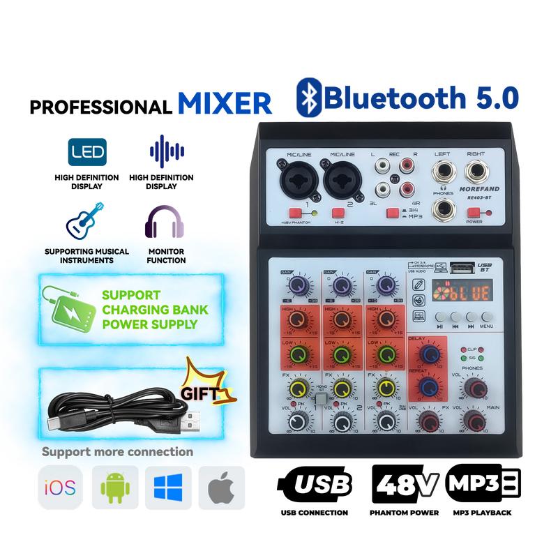 KP4 Audio mixer professional 4 channel mixer, support Bluetooth USB MP3 playback Amplifier 4