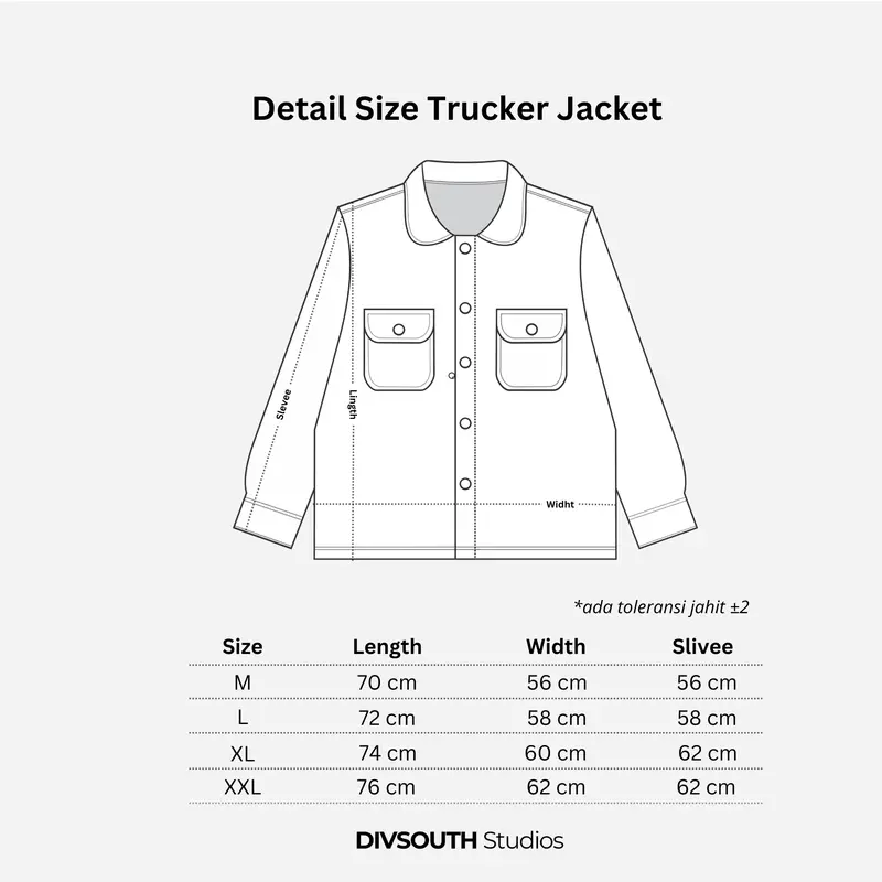 DIVSOUTH Darren Trucker Jacket Panjang Pria Terry Premium Baby Tery 4