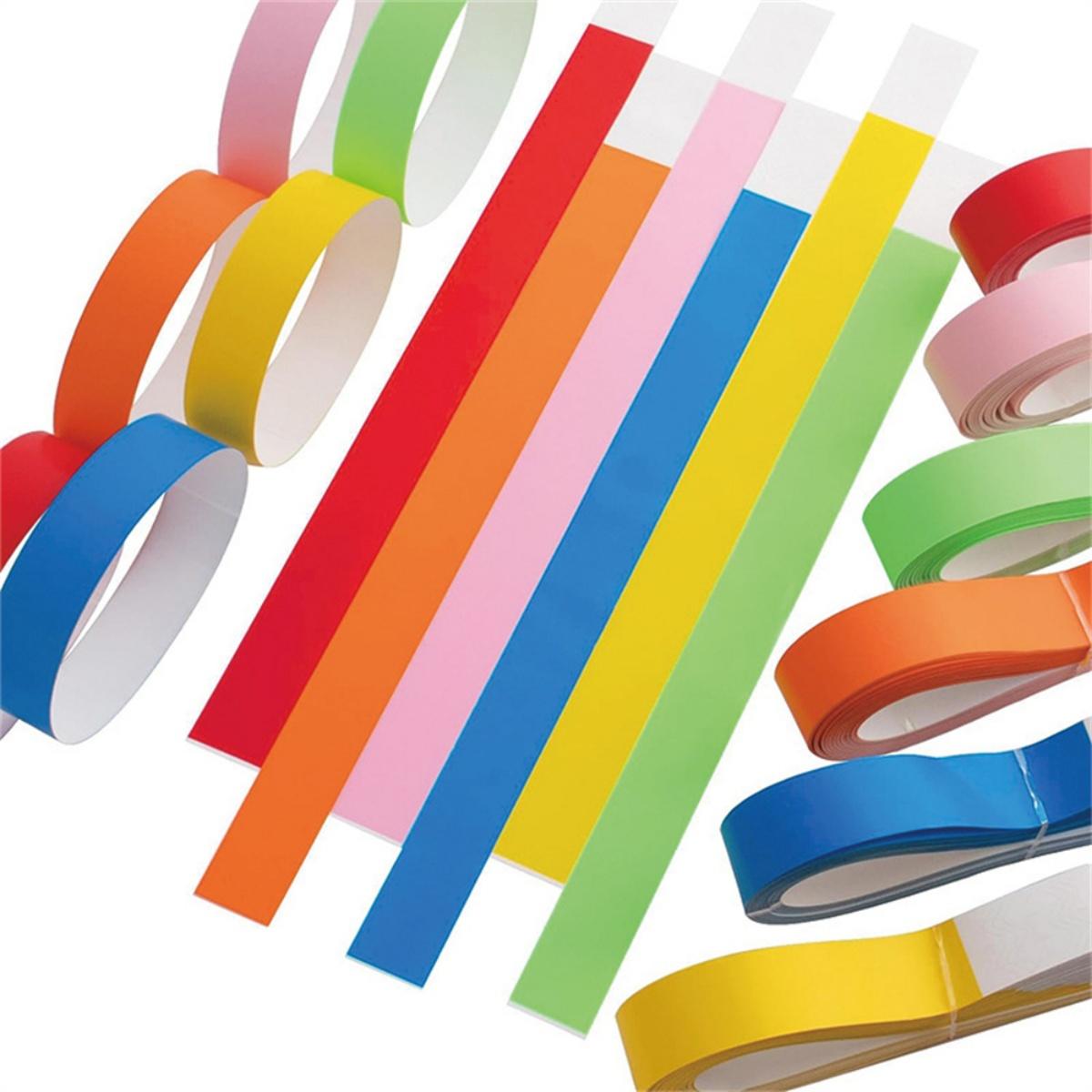 Gelang Tiket 100 Pcs Anti Air Sekali Pakai Bahan Kertas Sintetis PP Ukuran 10x0.75 Inci Untuk Event Pesta Wahana