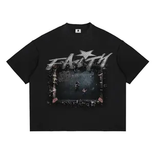 Boxy Cut T-Shirt cotton 20s OverallDecking Faith Black