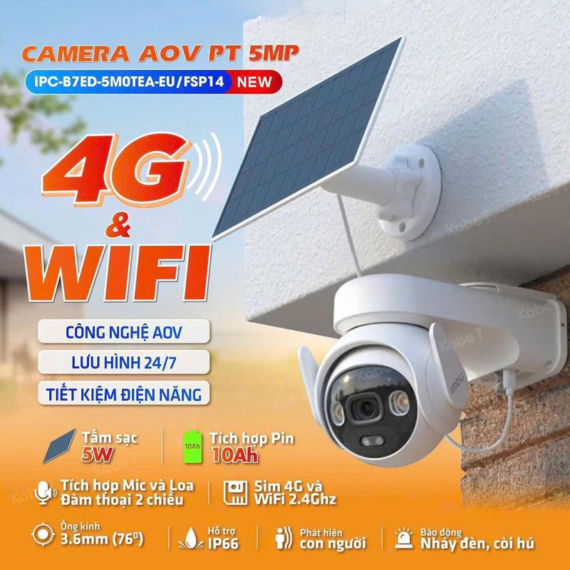 Camera Không Dây Imou Cell AOV PT 4G & Wifi IPC-B7ED-5M0TEA-Năng Lượng Mặt Trời