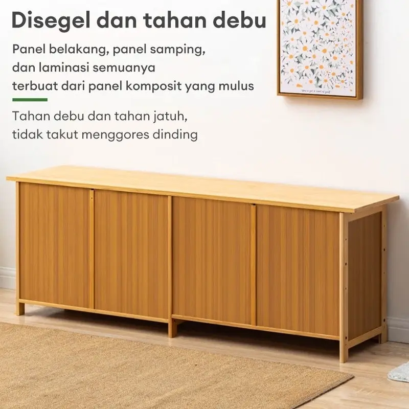 Lemari Sepatu bambu Rak Sepatu Duduk Lemari Sepatu Bambu Lemari Sepatu Multifungsi dengan dan Hemat Ruang Bangku Ganti Sepatu Rak Sepatu Berlapis-Lapis rak tv rotan plastik lemarili pat storage cabinet lemari sepatu aesthetic lemari rotan aesthetic 7