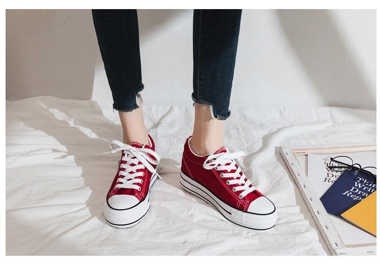 Product Introduction of fashion women shoes canvas platform sneakers white tennis shoes Vulcanize 14