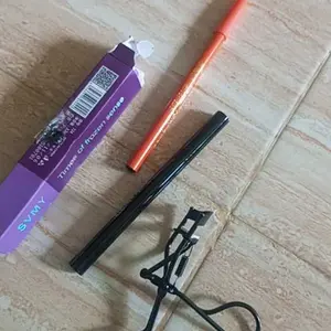 (4pcs) Paket Bundling isi 4 Mascara, eyeliner,pensil alis,penjepit bulu mata Eyebrow Waterproof Pencil