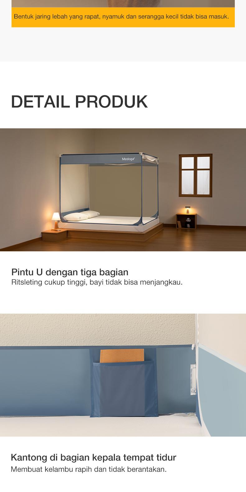 Product Introduction of Kelambu Medoga PDD Anti Jatuh Anti Nyamuk Jaring Tahan Lama Tebal Kelambu Kasur Anak Dewasa Jumbo 15