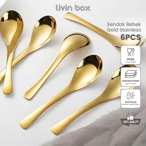 Sendok Bebek Gold Estetik Mewah dan Elegan isi 6pcs by Funnycook - Kitchenware