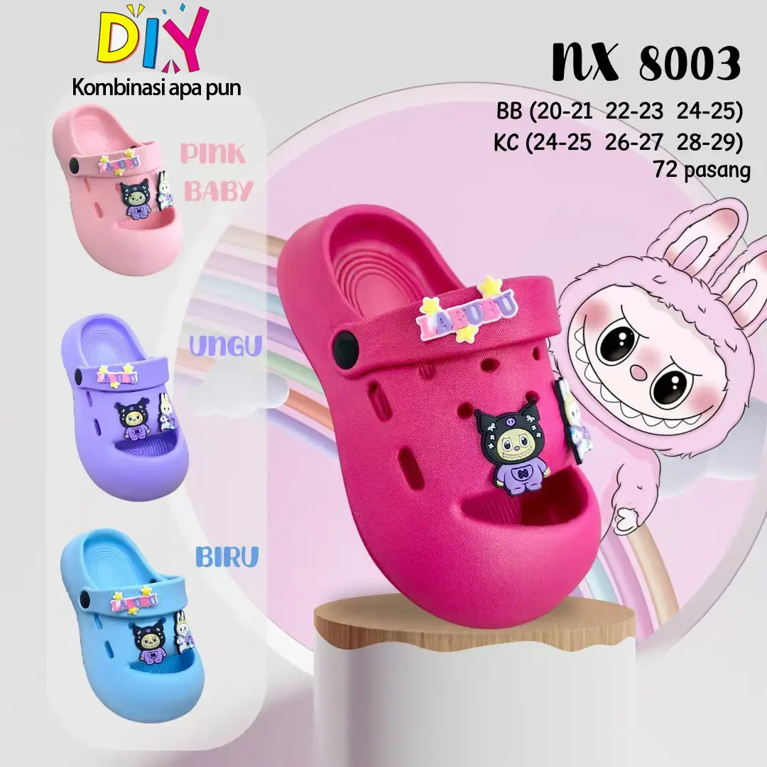 Lucu Sandal Baim Sepatu 5cm EVA Orang tua-anak Dewasa Anak-anak Untuk Wanita 2024 Pakaian Luar Anak Perempuan Gaya Baru Sandal Anti-Selip
