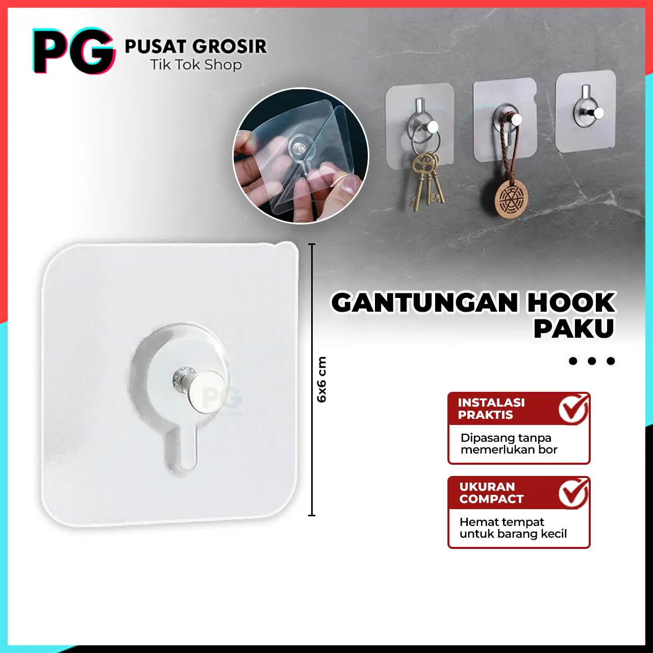 (10pcs) Gantungan hook Baut paku tempel dinding Multifungsi Cantolan serbaguna