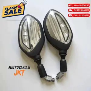 Spion Led Bubut 3 Jari + sen nyala + soket Style Ala Plat Kt Vario125 150 160 Beat Pcx Adv universal