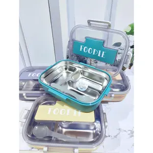 Kotak Makan 3 Sekat Stainless Steel / Kotak Makan Stainless Menghangatkan Makanan FREE Sendok - CT