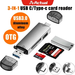Actual【COD】6 in 1 SD TF Reading Card High Speed Memeory Card Reader for Samsung Huawei Mobilephone Adapter Type C USB 3.0 OTG Card Reader usb  hub  type  c card  reader  android card  reader  type  c Portable Pc Computer
