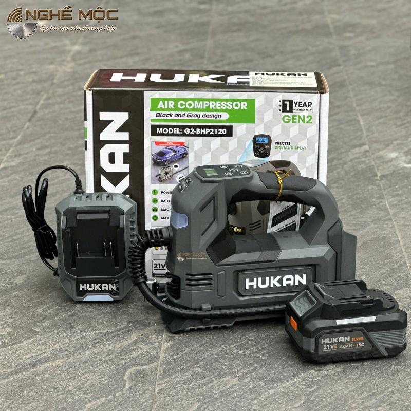  Máy bơm hơi bơm lốp xe máy oto Hukan   GEN 2  G2-BHP2120 chân pin phổ thông 