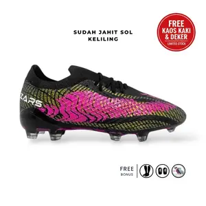 ZARS Sepatu Bola Original Zars Devian Boots Hitam Kuning Pink Desain Unik Fungsional Sol Jahit Kuat Anti Jebol Bonus Kaki & Deker