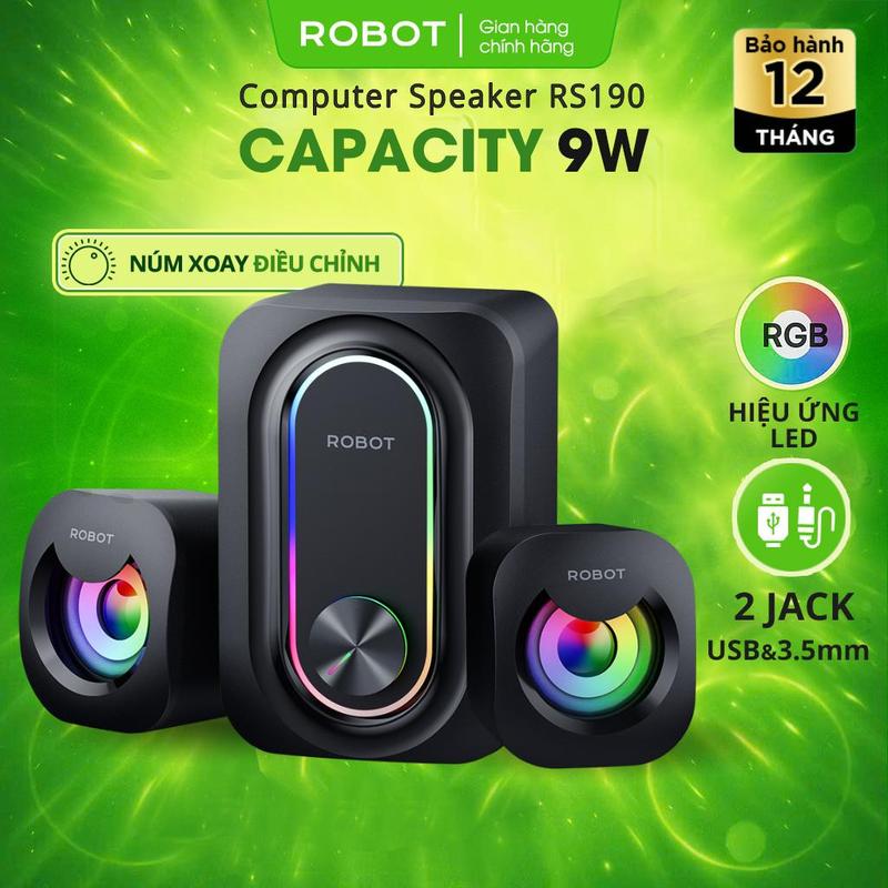 [BH 1 Năm] Loa Máy Tính Gaming ROBOT RS190 Công Suất 9W - Hiệu Ứng LED RGB Âm Thanh Mạnh Mẽ Củ Loa Nghe Nhạc