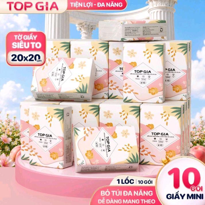[10 GÓI-80 LẦN RÚT] Lốc 10 Gói Khăn Giấy Bỏ Túi Mini Tiểu Hạ, Kích Thước Giấy 20*20cm 4 Lớp Dập Vân 4D Mềm Mịn