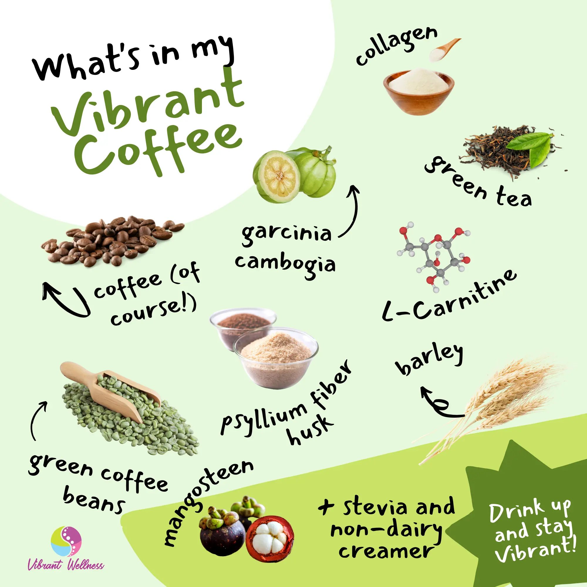 Vibrant Wellness Vibrant Coffee Box of 8 (7 Sachets per Box) 11 in 1 with  Garcinia