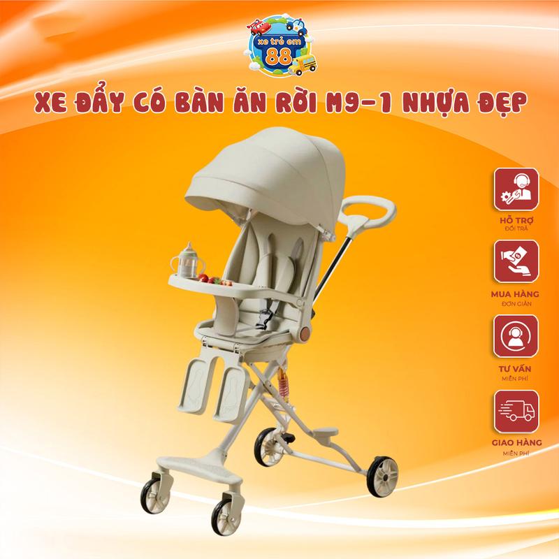  Xe Đẩy M9-1 đảo chiều gấp gọn mẫu mới có bàn ăn dặm Cho Bé  Mái che ngẫu nhiên  hợp kim nhôm đen cao cấp xe đẩy  chilux xe  đẩy xe  đẩy 