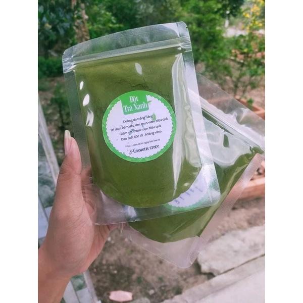 Bột trà xanh 100gr nguyên chất tắm đắp mặt toàn thân, trắng da hết mụn, mờ námPL