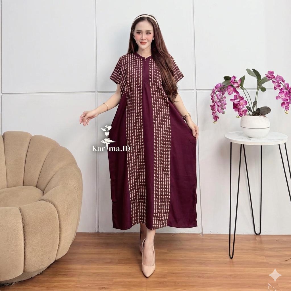 Daster Lowo Jumbo Rayon Premium Terbaru Busui Bumil Resleting Depan Motif Lentera