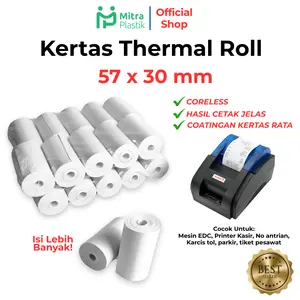 Kertas Struk Thermal Paper Roll 57x30 Kasir EDC Termal Mini Printer Portable Bluetooth Coreless 57 x 30