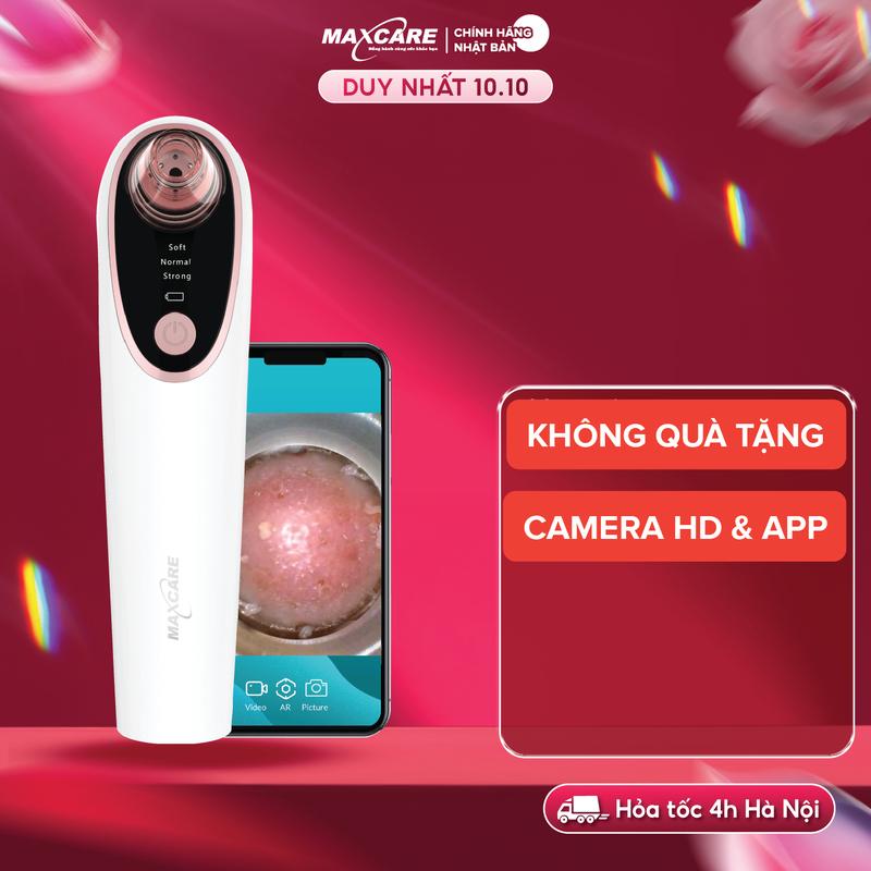 Máy hút mụn thông minh, sử dụng app, camera 1080HD zoom x20 Maxcare Max666Pro, SOI DA TÌM VỊ TRÍ MỤN ẨN, 3 đầu hút đa năng, lực hút mạnh làm sạch mụn cám, bã nhờn, Máy hút mụn đầu đen cầm tay mini tại nhà [Tặng kèm 3 đầu hút mụn soi da]