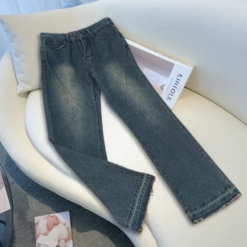 Celana Jeans Wanita Highwaist Cutbray Jumbo Baggy Pants  Biru - Panjang wide leg jeans high  waist loose jeans  cutbray flare jeans gombrong retro denim outfit 2025 cut bray 001 1