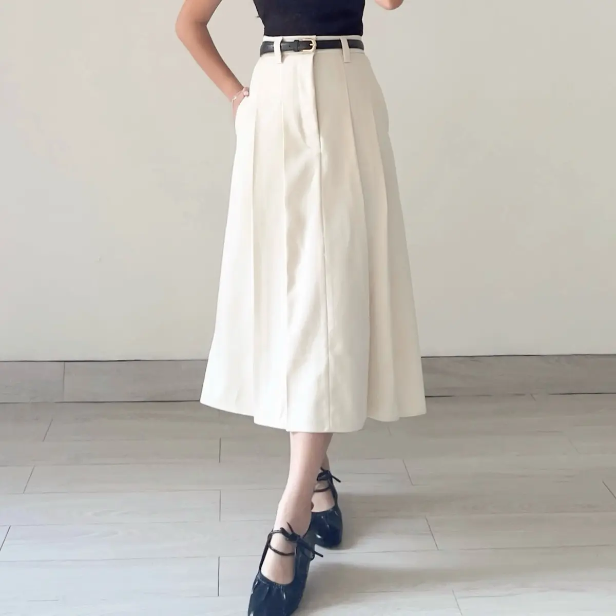 KLAVEE — BLAIR MIDI FLARE SKIRT / Rok Midi Bahan Wanita / Rok Korean Style Kekinian