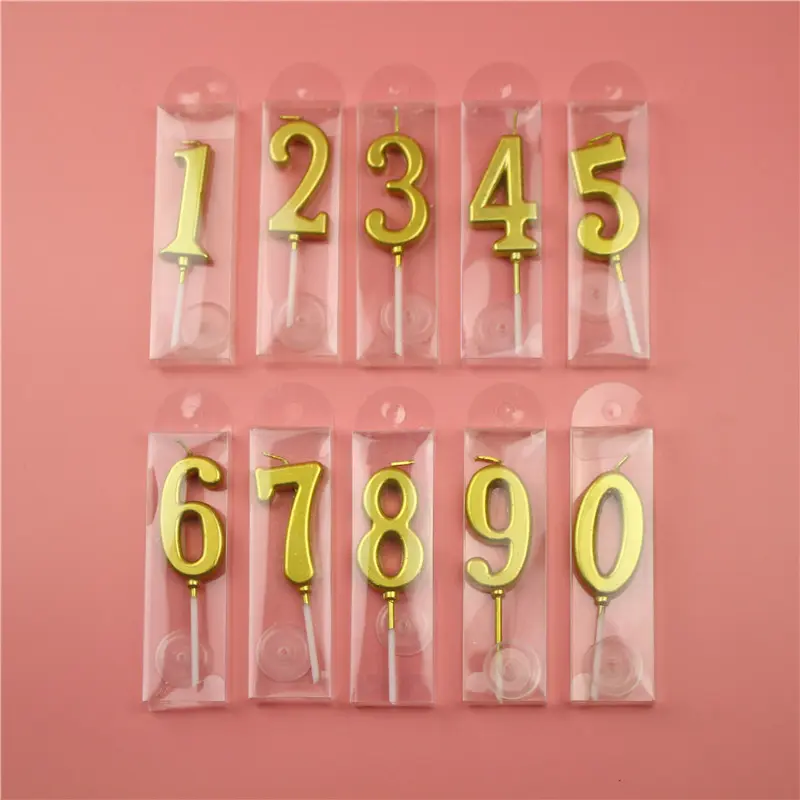 0~9 Lilin Angka / Lilin Ulang Tahun Emas / Hiasan Kue Ulang Tahun / Golden Number Candle