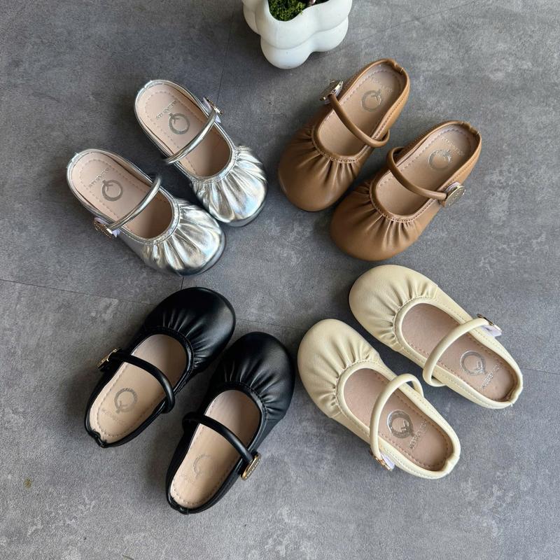 Giày sục búp bê cho bé gái khóa Min đế bệt da mềm xinh xắn