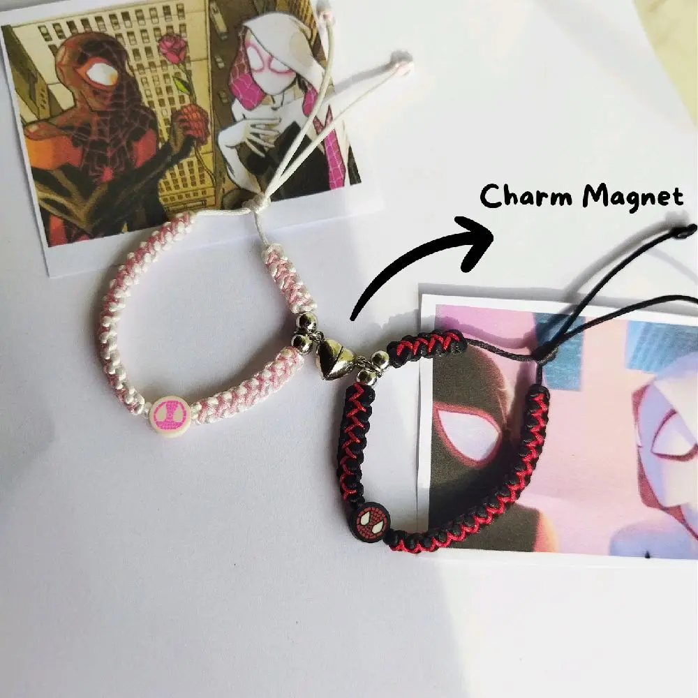 GELANG ANYAM TALI SATIN COUPLE SPIDERMAN / GELANG PASANGAN / GELANG MAGNET PASANGAN Bracelets