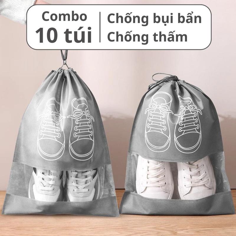Combo 10 túi đựng giày dép du lịch có dây rút tiện lợi, túi bảo quản giày dép…