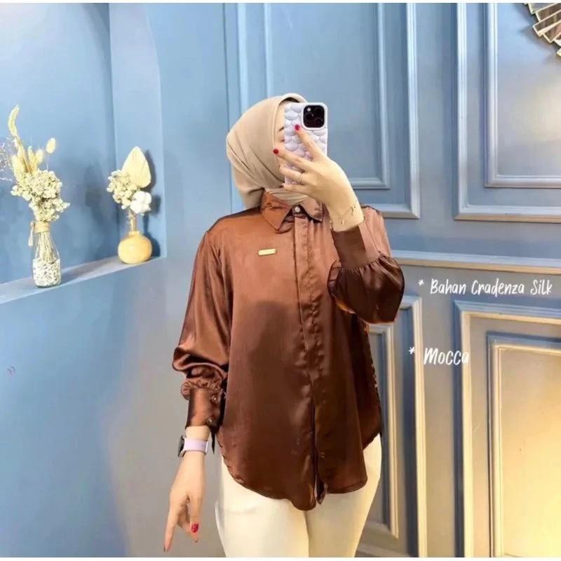 Product Introduction of Kemeja shimmer CRADENZA silk grade A.atasan wanita, kemeja wanita lengan panjang Baju Balon 11