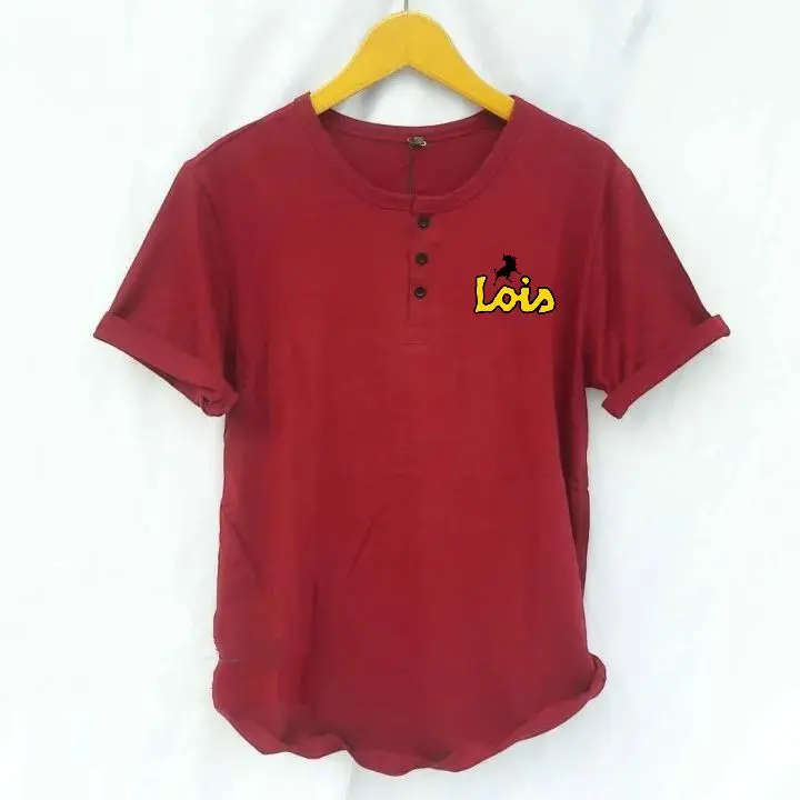 Baju Distro Kaos kancing pria Bahan katun Terbaru Lengan Pendek Pakaian Dewasa outfit cowok 0