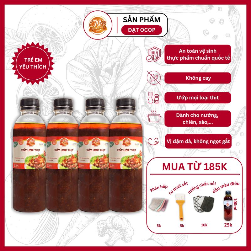 Combo 4 Chai Sốt Ướp Thịt Nướng BBQ Bếp Xuyên Việt 400G, Nước Sốt Ướp Thịt, Hải Sản Tiện Lợi. Gia Vị
