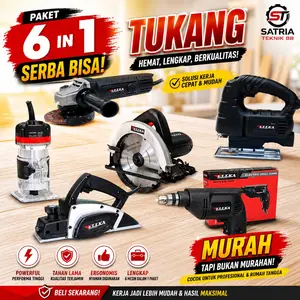 PAKET TUKANG HEMAT 6in1 ELLKA Mesin Gergaji Sirkel 7" - Ellka Mesin Serut Kayu - ELLKA Mesin Router Kayu 6mm - ELLKA Mesin Bor listrik 10 mm - ELLKA Mesin Gerinda Tangan Listrik