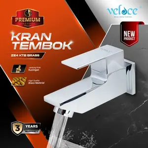 Kran Tembok Wastafel Dinding Cuci Tangan Keran Air Kuningan 1/2 inch Minimalis Veloce 3065