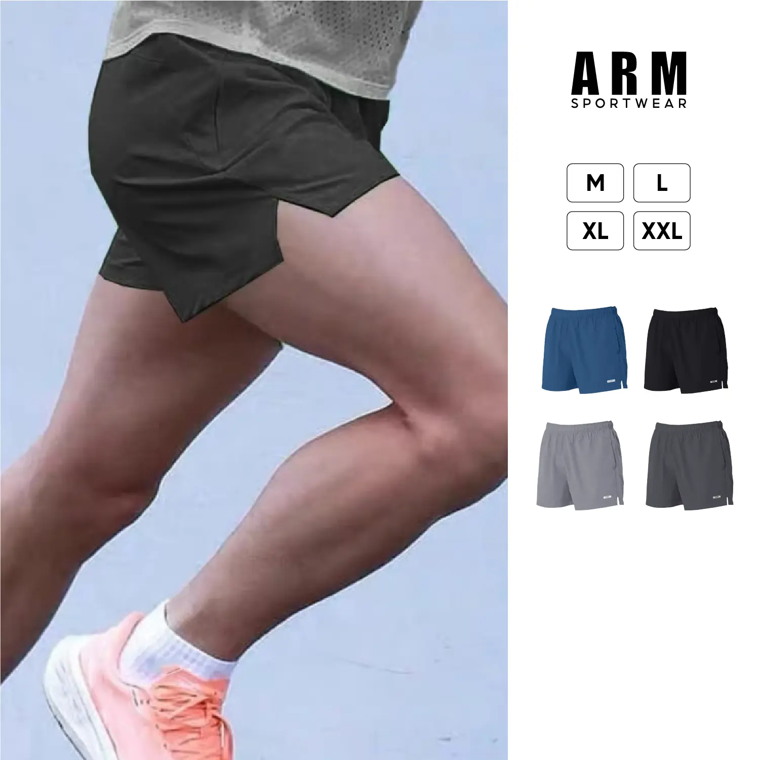 Quần đùi thể thao nam ARM Sportswear 5 inch siêu nhẹ, co giãn, nhanh khô