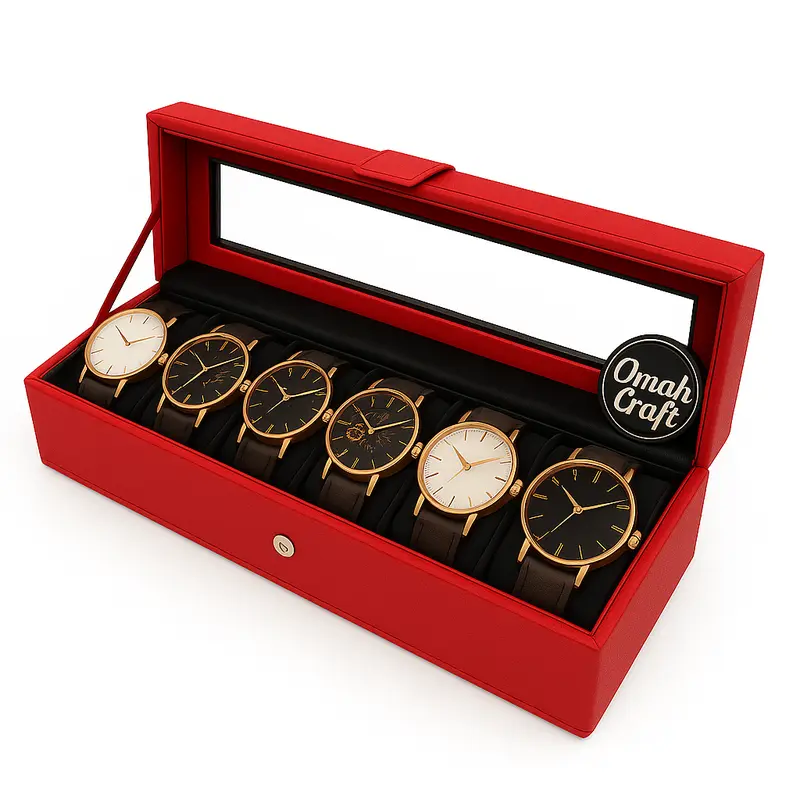 Kotak Jam Tangan isi 6 Atau Box Tempat Penyimpanan Jam Tangan 4