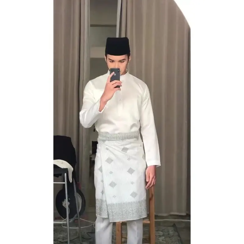 SATU STELAN LENGKAP PRIA DEWASA BAJU+CELANA+SONGKET PAKAIAN TRADISIONAL MELAYU TELUK BELANGA CEKAK MUSANG BAJU PENGANTIN BAHAN BALOTELLI PREMIUM 1